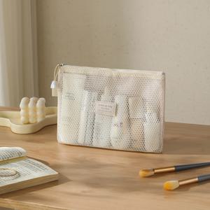 메시 통기성 여행용 수납 가방 | 화장품 및 세면도구를 한 번에 정리 | 투명하고 모든 것을 쉽게 볼 수 있음 | 다양한 색상으로 제공, 대용량 메이크업 가방, 휴대용 화장품 파우치