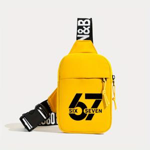 다용도 패션 신상 남성용 나일론 체스트 웨이스트백 영어 67 프린트 멀티펑셔널 휴대용 숄더 크로스바디 폰백