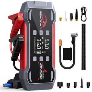 8000A 6-in-1 다기능 충전기 150PSI 디지털 타이어 공기 주입기, 에어 컴프레서,송풍기 기능 자동차 배터리 충전기 및 LED 손전등 포함 - ALL 가솔린 또는 12.0L 디젤 12볼트 모든 차종 호환 가능