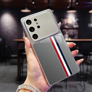 삼성 갤럭시 S26 S25 S24 S23 S22 S21 S20 FE 울트라 플러스 4G 5G 호환 강화유리 후면 커버, 레드 화이트 블루 디자인 휴대폰 케이스
