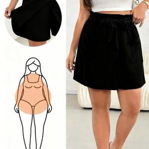 플러스 사이즈 - 플러스 사이즈 - 플러스 사이즈 여성 봄/여름 패션 캐주얼 루즈핏 편안한 데일리 쿨 가벼운 원단 탄성 허리 블루 포켓 반바지, 큐롯, 휴가, 여성 하의, 스타일, 유럽 여름, 플로리쉬 반바지