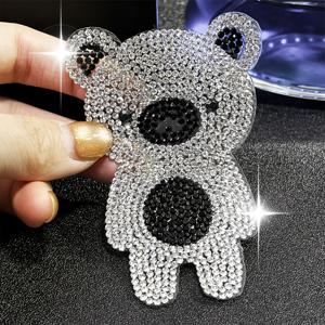 귀여운 만화 은색 사랑스러운 곰 라인석 다리미 붙이パッチ 1개, 곰 동물 수선용 구슬 열전사 패치, 신기한 패브릭 아플리케 패치, DIY, 의류, 신발 & 모자, 데님, 가방 등에 적합