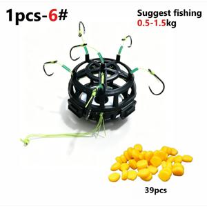 40pcs Set: Upgraded 6-Hook Bait Cages with 39 Floating Corn , -One Fishing Bait Traps, No Adjustment, Cast-and-Catch Design, Battery-Free