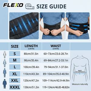 FLEXO 인체공학적 3D 허리 지지 벨트, 4개의 고탄성 PP 지지대 내장 미끄럼 방지 허리 밴드, 초흔적 공기 메시 조절 가능한 압박 허리 스트랩