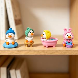 행복한 작은 병아리 오리 4개 소장용 피규어, PVC 공예품, 미니어처 조경, 이끼, 원예 풍경 오두막, 야외 정원 다육식물 분재 장식, 창의적인 가정 장식품, 방 탁상용, 사무실 장식품, 자동차 대시보드 장식품, 휴일 장식, 일상용 작은 선물