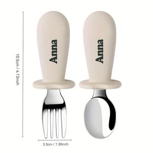 맞춤형, 맞춤 가능, 맞춤 TYRY.HU 아기 유아용 실리콘 스테인리스 스틸 식기 숟가락과 포크 세트, 크리스마스 할로윈 선물