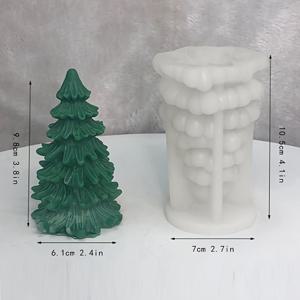 1개, 크리스마스 몰드, 바늘 잎 크리스마스 트리 아로마테라피 양초 몰드, 수제 확장석 석고 장식품, 실리콘 몰드