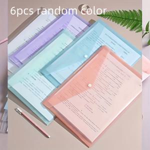 6개 랜덤 색상 A4 석사 입학 시험 학생 투명 문서 가방, 정보 가방 보관 사무용품, 신학기 학습 보관 가방