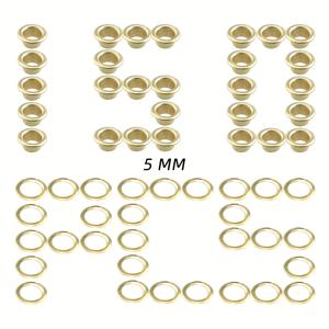 【150개】골드 메탈 아이렛 - 라운드 그로메트 5mm(3/16인치 구멍) 중국산, 타프 텐트 커튼 샤워커튼 가죽신용 리벳