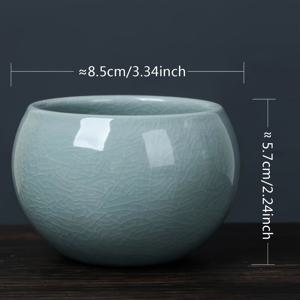 일본식 세라믹 분재 화분 - 유약 균열 무늬 / 야외용 미니어처, 소형 화분 - 창가, 발코니, 사무실 장식용 둥근 화분