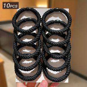 블랙 고탄성 헤어 타이 10개 세트, 모발 손상 없음, 안정적인 고정력, 고품질 헤어 밴드 및 액세서리