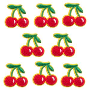 8개 체리 자수 패치 장식 아플리케, 옷, 스커트, 모자, 청바지용 다리미 부착/바느질 패치 아플리케, 튼튼하고 풍부한 색상 장식