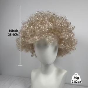 펄 화이트 아프리카 팬 헤어 폭발 가발, 10인치 2.82온스 합성 섬유 가발, 밝은 파란색 아프리카 헤어스타일, 코미디언 역할극, 크리스마스, 파티, 할로윈, 재미있는 의상 꾸미기 및 일상적인 엔터테인먼트에 적합, 모든 피부 색상에 적합