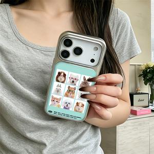 휴대폰 케이스 - 아이폰 17 16 15 14 13 12 11 Pro Max Air Plus에 적합한 한국 스타일 파스텔 펫 격자 시트 휴대폰 케이스, 스타일리시한 낙하 방지 후면 커버, 은색 엣지 드립 레진