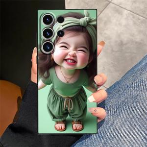 휴대폰 케이스: 삼성 갤럭시 S25 S22 S21 노트 20 10 9 8 S10 라이트 S10e S9 S25 울트라 S25+ S24+ S24 플러스 S20 S23 FE S26용 귀여운 만화 소녀 프린트 휴대폰 커버 케이스