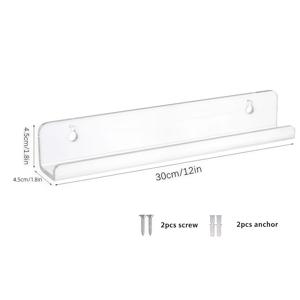 4개입 초장 아크릴 CD 벽걸이 선반, 투명 플로팅 앨범 디스플레이 홀더, 드릴-인 벽 정리함 (빈일 레코드, 앨범, DVD, 블루레이 디스크 & 홈 데코용)