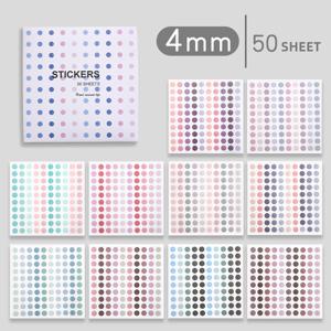 50매 모란디 그라데이션 라운드 도트 스티커 (파스텔 색상), 4, 6, 8mm 사이즈로 제공, 불릿 저널, 스크랩북, 손 계산서, 봉투, 카드 장식에 완벽