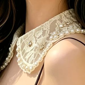 프렌치 스타일 빈티지 레이스 카라, 고급 수 자수 디자인, 활용도 높은 젠틀 스타일 레이스 인형 카라, 프렌치 스타일 우아한 출퇴근 필수템, 기품 넘치는