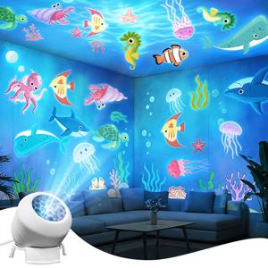 LED 별이 빛나는 바다 프로젝션 램프, 360도 회전 프로젝션 무드등, USB 전원 앰비언트 조명, 침실, 게임룸, 거실 장식용 조명에 적합