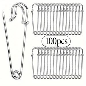은색 안전핀 100개 세트, 길이 3.81cm, 담요, 치마, 각종 공예 프로젝트용으로 적합