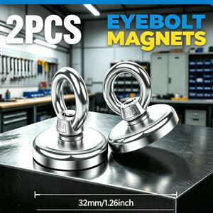 냉장고 자석 3개/2개 세트, 분리형 32mm 낚시용 자석, Ni+Cu+Ni 삼중 코팅, 차고 공구 고정용, 여행용품 걸이용, 가정 사무실 정리용 및 자동차용