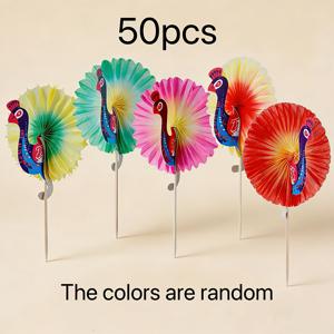 50개 일회용 황새 모양 칵테일 음료 스틱, 과일 포크, 케이크 장식 포크, 주방 용품, 파티 장식, 웨딩 디저트 용품 장식, 장식 (색상 랜덤)