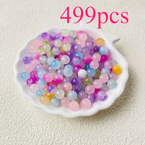 499개 6mm 그라데이션 유리 비즈 - 반제품 라운드 탄성 진주, 주얼리, 팔찌, 목걸이용, 공예 용품
