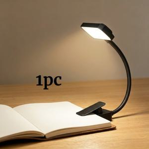 블랙 유연한 거ู센넥 클립형 LED 독서등, 단품, USB 충전식, 휴대용 클립형 데스크 램프, 새롭게 업그레이드된 전환 가능한 3색 조명 모드, 길이 조절 및 구부릴 수 있는 암, 독서, 공부, 자수, 수공예에 적합, 컴팩트하고 공간 절약형, 학생 기숙사 침대 옆 독서용 다기능 무드등