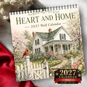 2027년 벽걸이 달력, 1개입, 12개월 연간 정리, 스틸 와이어 나선형 후크 달력, 8.3X8.3인치 사각형, 대형 쓰기 가능 블록, 컨트리 코티지 미적 장식, 습관 형성
