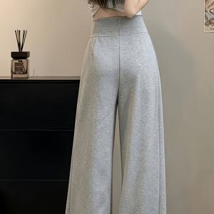 여성용 아메리칸 스타일 캐주얼 와이드 레그 팬츠 1개, 새로운 봄/가을 하이웨이스트 루즈핏 드레이프드 스웨트팬츠/조거팬츠, 사이드 포켓 포함