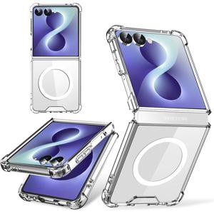 휴대폰 케이스 - 삼성 갤럭시 Z 플립 8 7 4G 5G 2026 클리어 디자인 마그네틱 케이스 소프트 충격 방지 범퍼 보호 폰 케이스