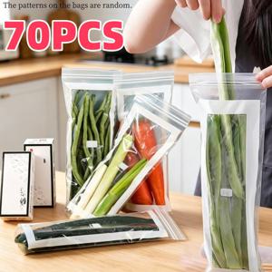재사용 가능한 냉장고 신선도 유지 보관백 70개 세트, 필수 주방 밀봉백, 과일 및 야채 신선도 유지 보관백, 식품 등급 분류 수납 밀봉백, 자동 밀봉 신선도 유지 보관백, 신선도 유지 보관백, 식품 신선도 유지 밀봉백, 과일, 곡물, 야채, 고기에 적합, 주방 수납 및 정리, 주방 액세서리