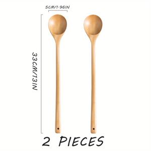 1/2/5pcs, 수프 스푼, 긴 손잡이 나무 숟가락, 요리 용 긴 손잡이 숟가락, 혼합 숟가락, 나무 확장 요리 숟가락, 주방 저어 요리 및 요리 용 긴 손잡이 나무 숟가락, 요리 용품