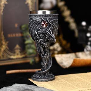 드래곤 소드 워리어 조각상 고블렛, 3D 입체 서부 신화 드래곤 소드 스테인리스 스틸 와인 컵, 스테인리스 스틸 레드 와인 글라스, 신비로운 컬러 드래곤 나이트, 독특한 칵테일 글라스 (바용), 크리스마스 선물
