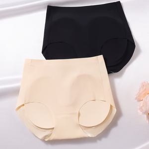 여성용 복부 보정 및 힙업 심리스 하이웨이스트 보정 팬티 2개, 가볍고 부드러운 브리프, G01, 블랙 + 누드