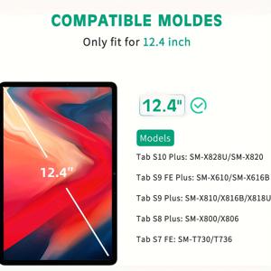 갤럭시 탭 S10 FE+ / TAB S10+, TAB S9 플러스, TAB S9 FE (12.4인치), TAB S7+/S7 FE 12.4 호환 고급 강화유리 스크린 보호필름 2개 세트, 쉬운 설치, HD 선명도, 매끄러운 표면, 9H 경도, 스크래치 방지
