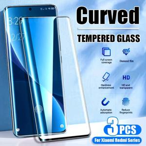 Xiaomi Redmi Note 14 Pro 4G 5G 13 Pro+ Mi 15 Ultra 14 13 12 12X 11 Pro Mi Note 10 Lite Poco X7 X6 Pro 호환 3개 곡선 강화 유리 풀 커버, 9H 경도, 슬림 디자인, 지문 방지, 기포 방지 액정 보호 필름
