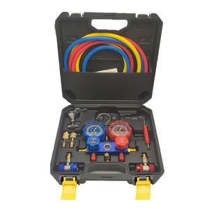 차량 에어컨 압력 만봉 게이지 호스 키트 R22 R-410A R-134A R-404A 냉매 압력 게이지 세트 보관 상자
