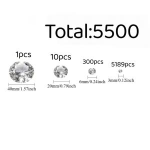 반짝이는 모조 5500개, 인조 장식, 아크릴 보석, 꽃병 필러, 탁상용 흩뿌림 수정, 네 가지 사이즈, 테이블 장식, 결혼식, 생일 파티, 브라이덜 샤워, 어머니의 날, 아버지의 날에 적합, 꽃병 필러용 투명 대리석, 장식용 수정