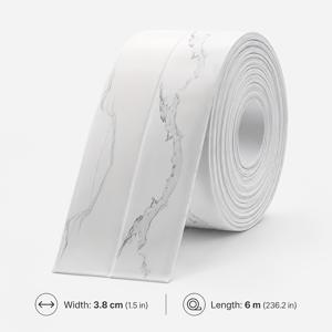 1롤 1.5인치 x 236.22인치 자가 점착 PVC 실링 테이프, 사용자 친화적, 내구성 좋은 실란트, 욕실, 주방, 조리대에 적합 - 집 개조, 욕실 실링에 이상적 | 사용자 친화적 테이프 | PVC 실링 테이프