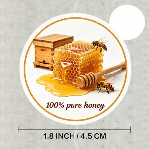 78개 원형 순수 꿀 라벨, 나비와 벌집 패턴이 있는 자체 접착 스티커, 원산지 꿀병, 양봉가, 소규모 농장, 농산물 시장, 선물 용기, 식품 용기, 홈메이드 잼 용기 및 벌 제품 포장에 적합