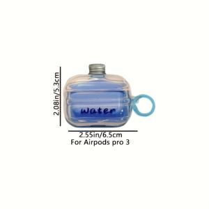 애플 1/2/3/4세대 Pro/Pro2/Pro3 호환 블루투스 이어버드 보호 케이스 1개, 물결 모서리 TPU 소재, 3D 병뚜껑 재미있는 미네랄 워터 패턴, 랜야드 구멍 포함