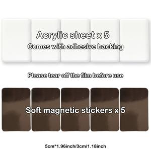 10pcs (5 Sets) Blank Acrylic Fridge Magnets, Self-Adhesive Mini Magnetic Photo Frames, Handmade Photo , Couple's Commemorative Gift