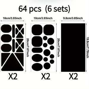 64개입 (6장) 나일론 자가 점착 패치, 다양한 크기 및 모양으로 제공, 의류, 다운 재킷, 텐트 재킷, 코트 등에 적합. 겉옷용 다기능 패치