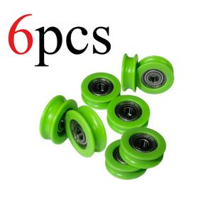 U자형 홈 나일론 가이드레일 풀리 6개, 볼 베어링 H자형 홈 휠 5x21x7mm, 구동기계, 문, 창문용