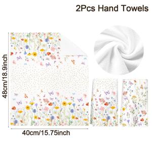 2개 세트 봄꽃 주방 수건, 40*48cm 데이지, 라벤더 & 나비 디자인 식기 수건, 팜하우스 스타일 부드럽고 흡수력 좋은 봄 장식 손수건, 주방 욕실 집 건조용 행주, 결혼식 집들이 선물, 봄 휴일 장식