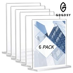 아크릴 디스플레이 스탠드 6개, A5 사이즈, 탁상용 사인 홀더, 투명 메뉴 홀더, 양면 시인성, 견고하고 내구성 좋은 T자형 디자인, 미끄럼 방지 받침대, 매장 카운터, 식당 주문 및 기타 장소에 적합