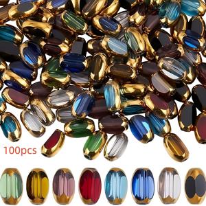 주얼리 제작 DIY용 4mm 유리 타원형 라이스 비즈 100개, 홈 데코, 의류, 헤어 액세서리, 팔찌, 목걸이, 수공예품에 적합