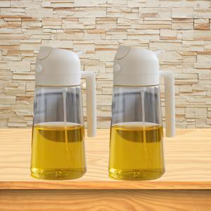 2개 470ml 플라스틱 오일 스프레이어 주방 디스펜서 병, 스프레이 병, 2-in-1 올리브 오일 스프레이어 및 디스펜서, 오일 스프레이 병 470ml/15.8oz 요리, BBQ, 튀김기, 베이킹, 샐러드