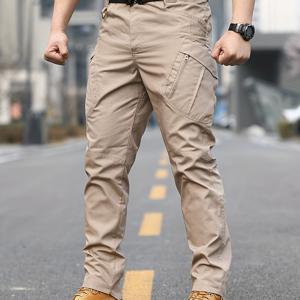 남성용 택티컬 카고 팬츠 | 캐주얼 작업복, 내구성 강한 논스트레치 원단, 다기능 포켓, 솔리드 컬러 디자인, 조절 가능한 허리밴드, 세탁기 사용 가능 | 하이킹, 아웃도어, 캐주얼 웨어에 적합한 레귤러 핏